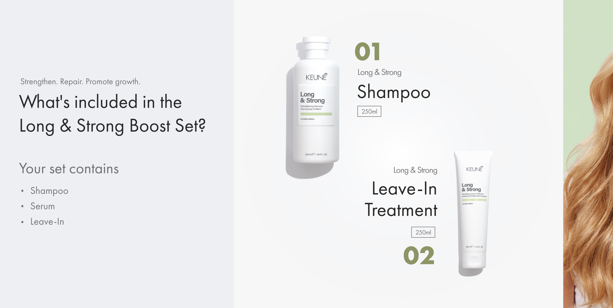 Hair care set and hair care products for strong hair