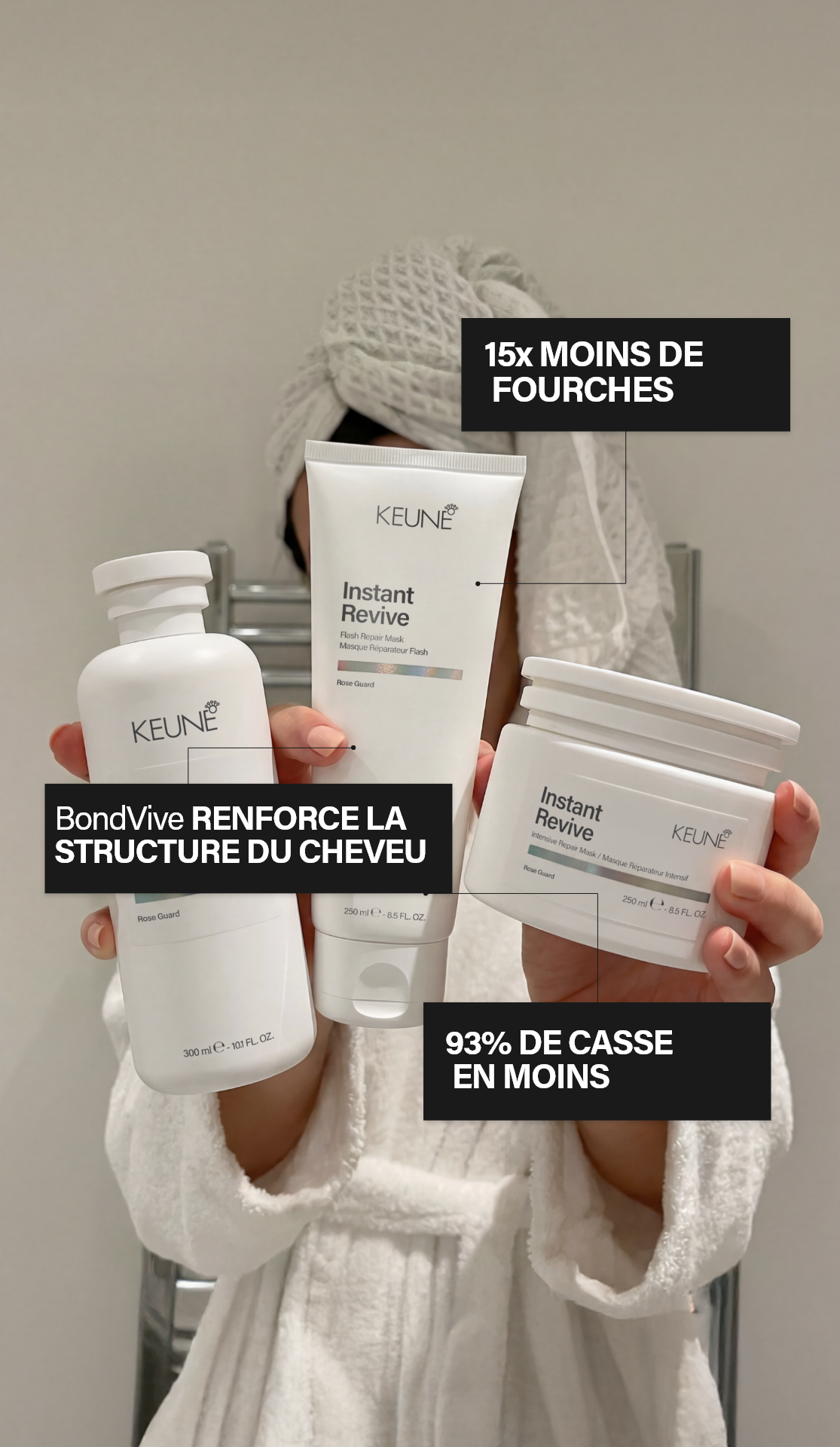 Shampooing Keune Instant Revive pour des cheveux plus forts, la réparation des cheveux abîmés et le Bond Repair