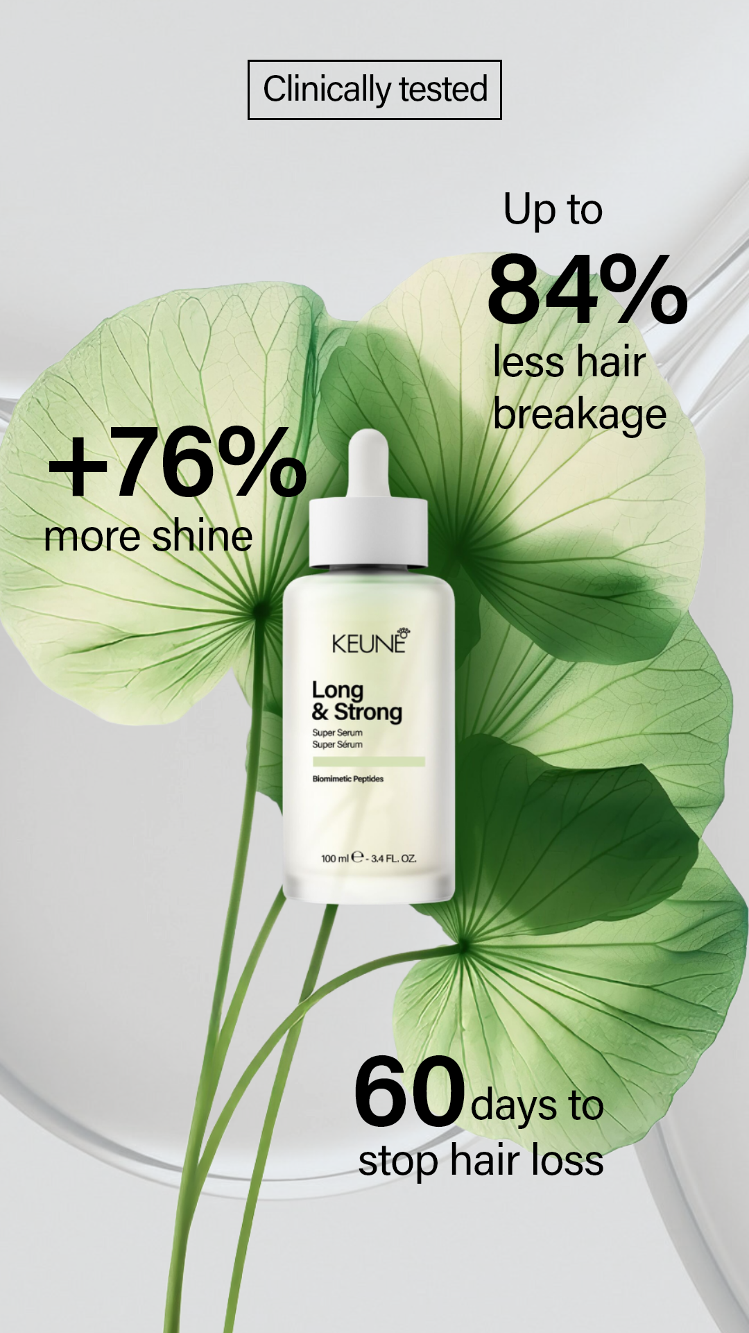 Strengthen and nourish strong hair with Keune's lightweight conditioner.