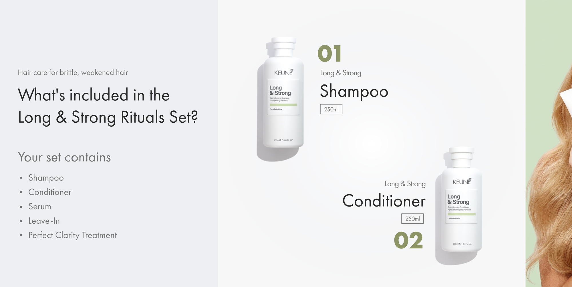 Hair care set and hair care products for strong hair