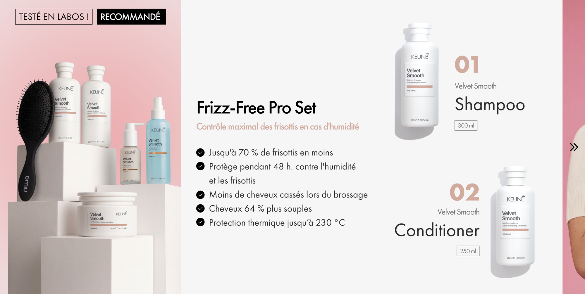 les Frizz-Free Pro Set de Keune  pour des cheveux lisses et soyeux.